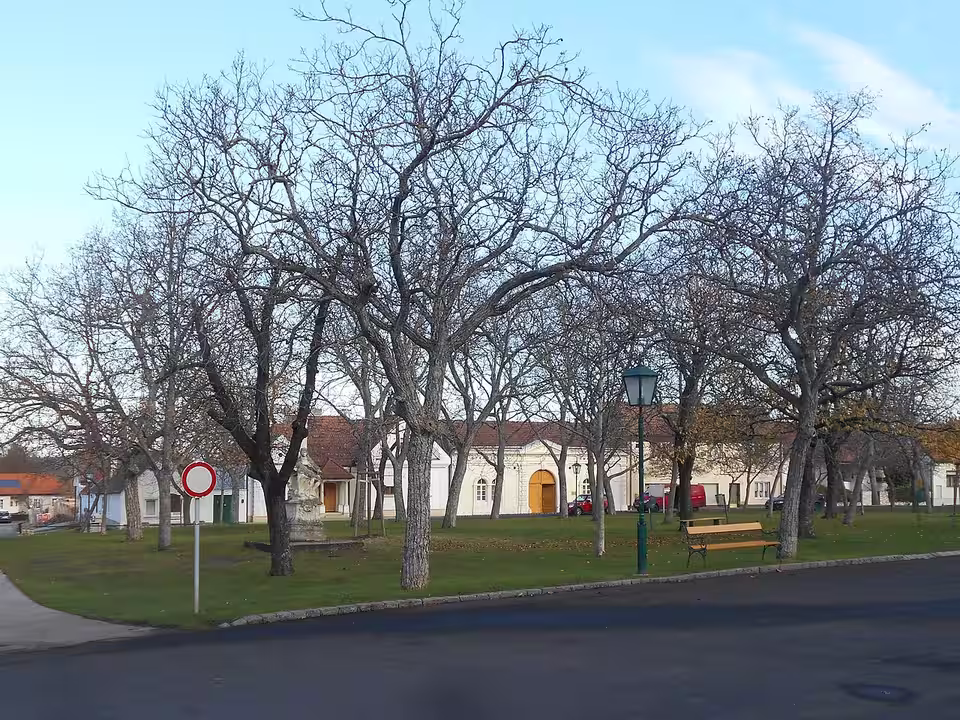 Dorfanger mit Bäumen und Häusern in Loretto