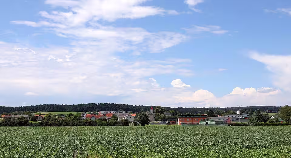Blick über Felder auf Mettersdorf am Saßbach