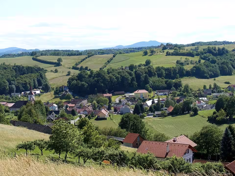 Unterlamm zwischen grünen Hügeln